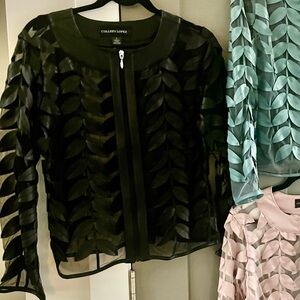 Colleen Lopez Black Sheer Leaf Blazer